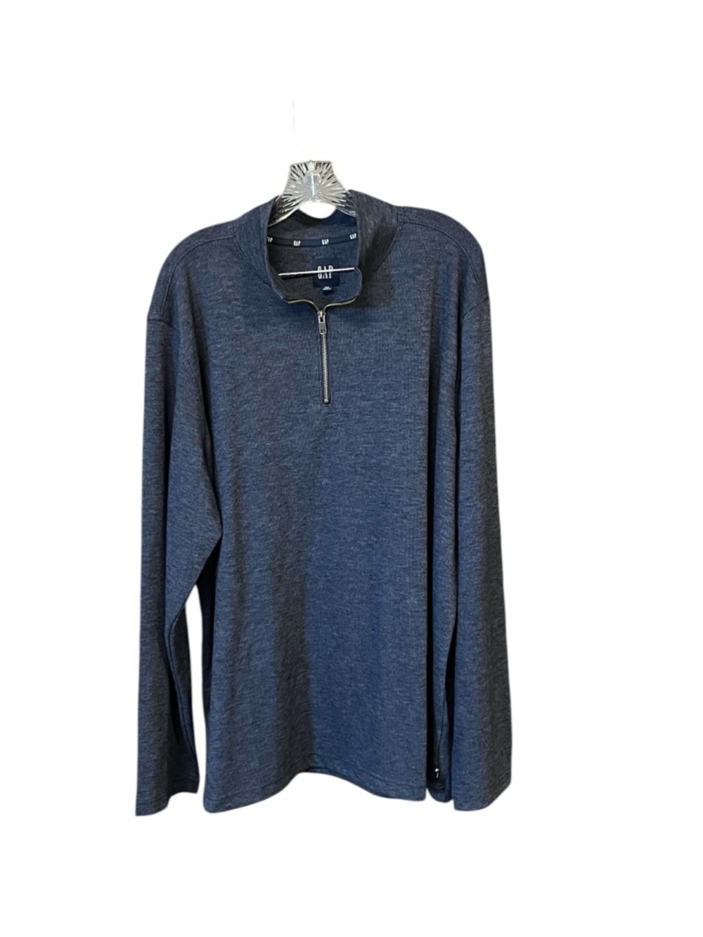 Gap 1/4 zip pullover sweater men XXL blue long sleeve soft polyester blend